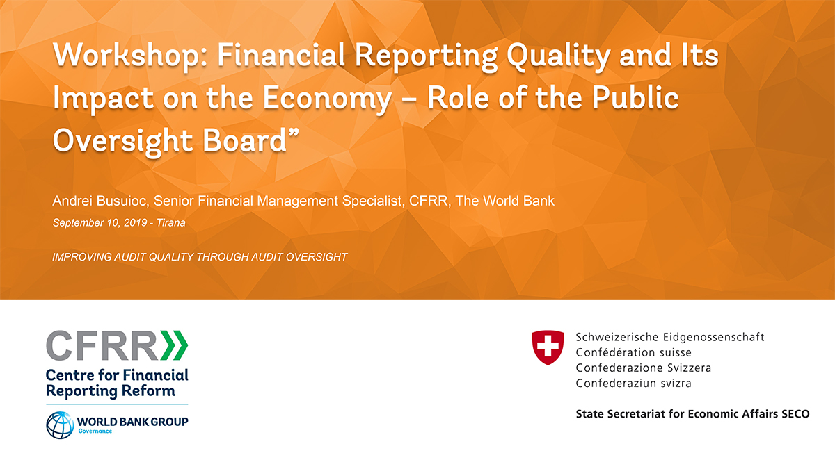 Workshop: Financial Reporting Quality and Its Impact on the Economy – Role of the Public Oversight Board cover