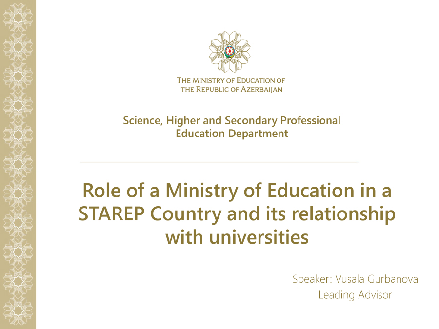 Role of a Ministry of Education in a STAREP Country and its relationship with universities 