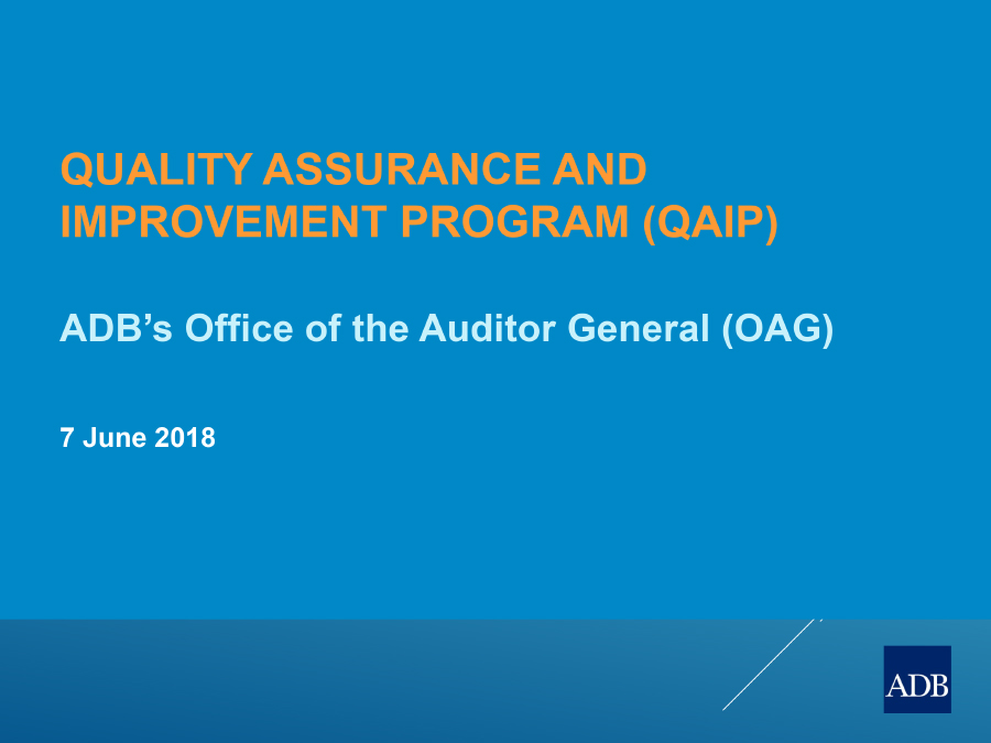Quality Assurance and Improvement Program (QAIP) 