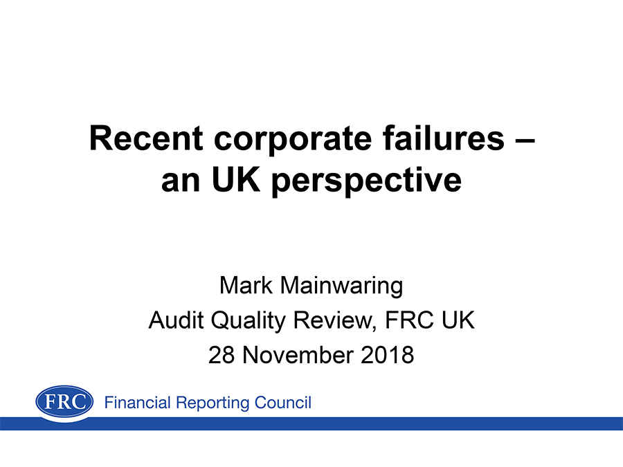 Recent corporate failures – an UK perspective