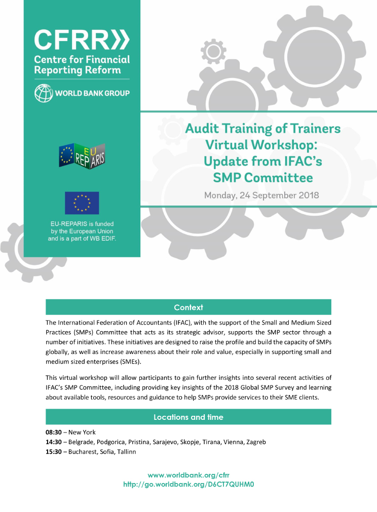 "Audit Training of Trainers Virtual Workshop: Update from IFAC’s SMP Committee" Agenda