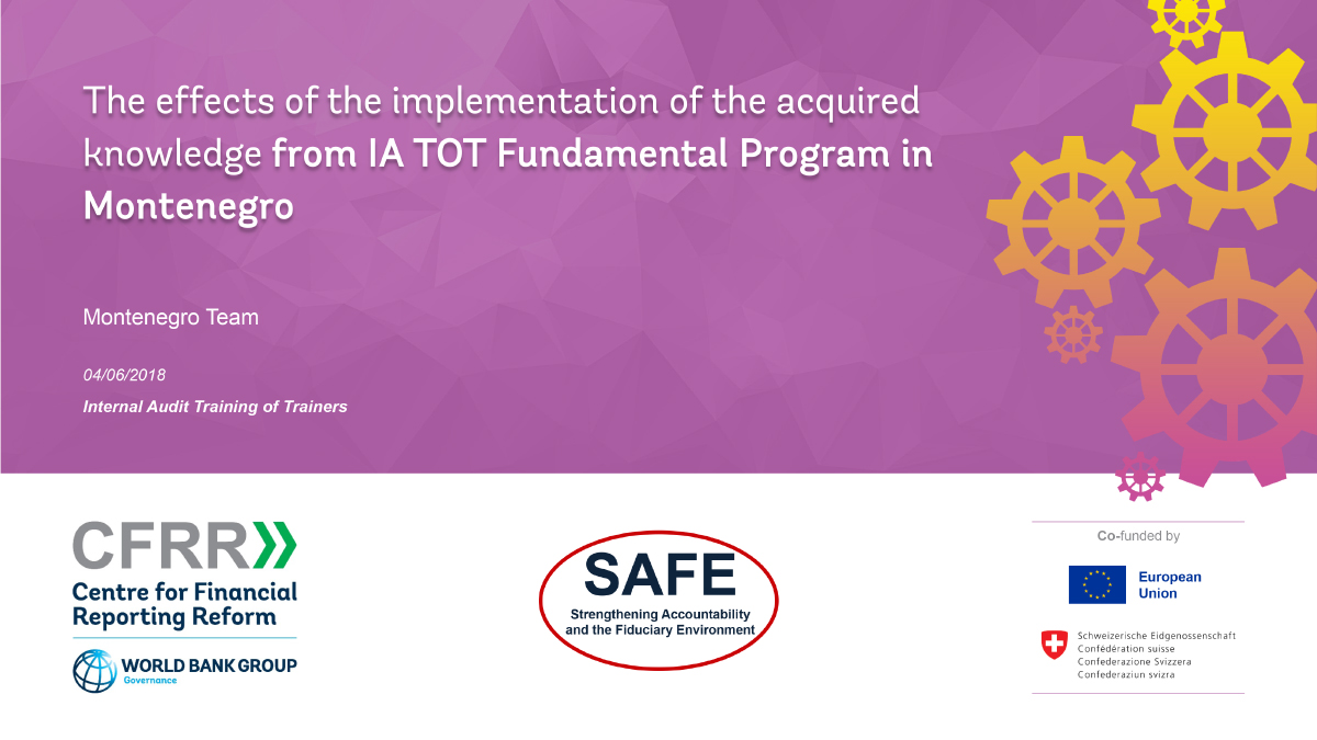 The effects of the implementation of the acquired knowledge from IA TOT Fundamental Program in Montenegro