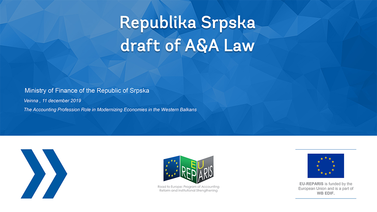 Presentation of a New Publication on Audit Oversight (Republika Srpska draft of A&A Law)