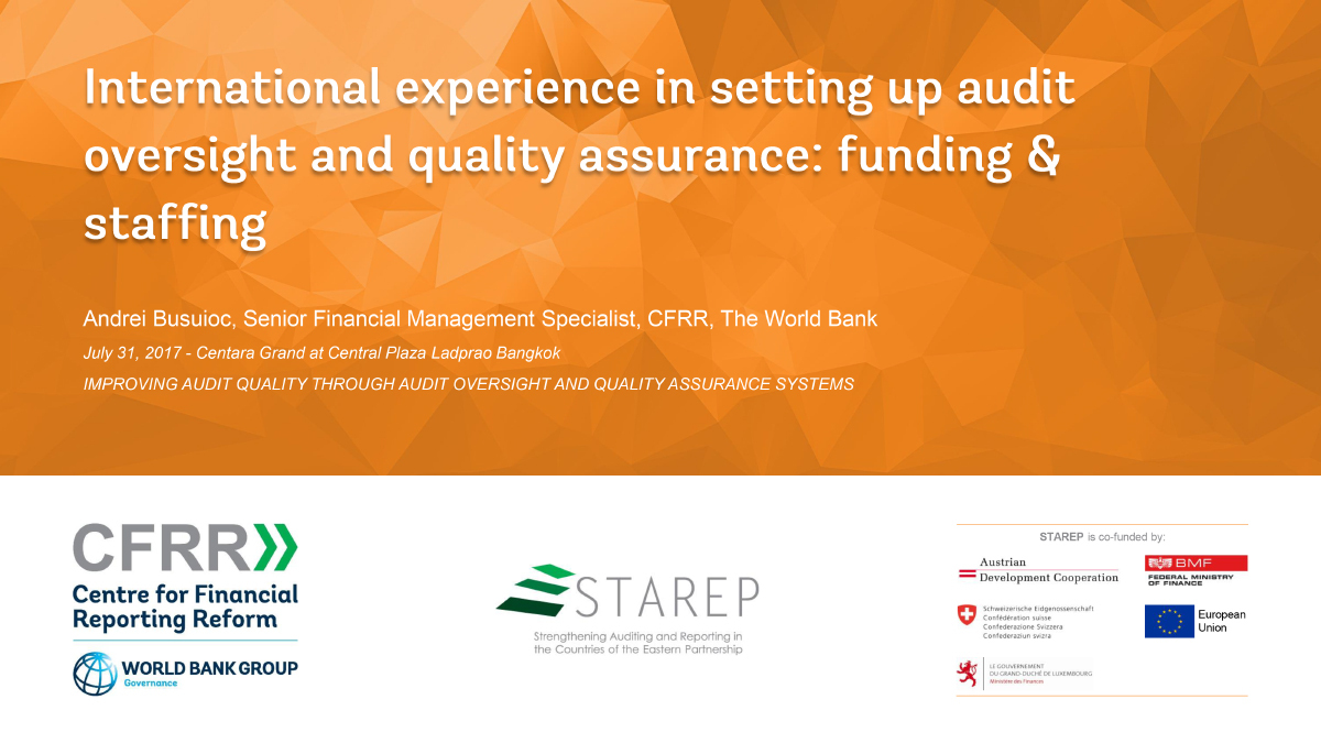 International experience in setting up audit oversight and quality assurance: funding & staffing