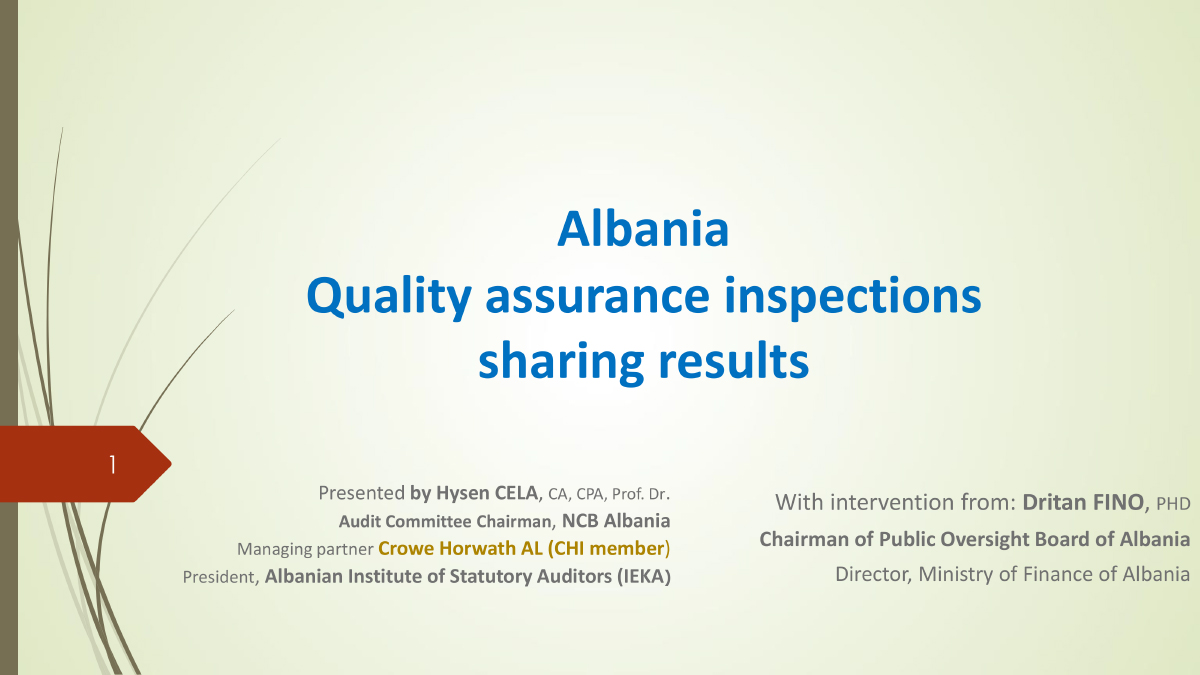 Albania: Quality assurance inspections sharing results
