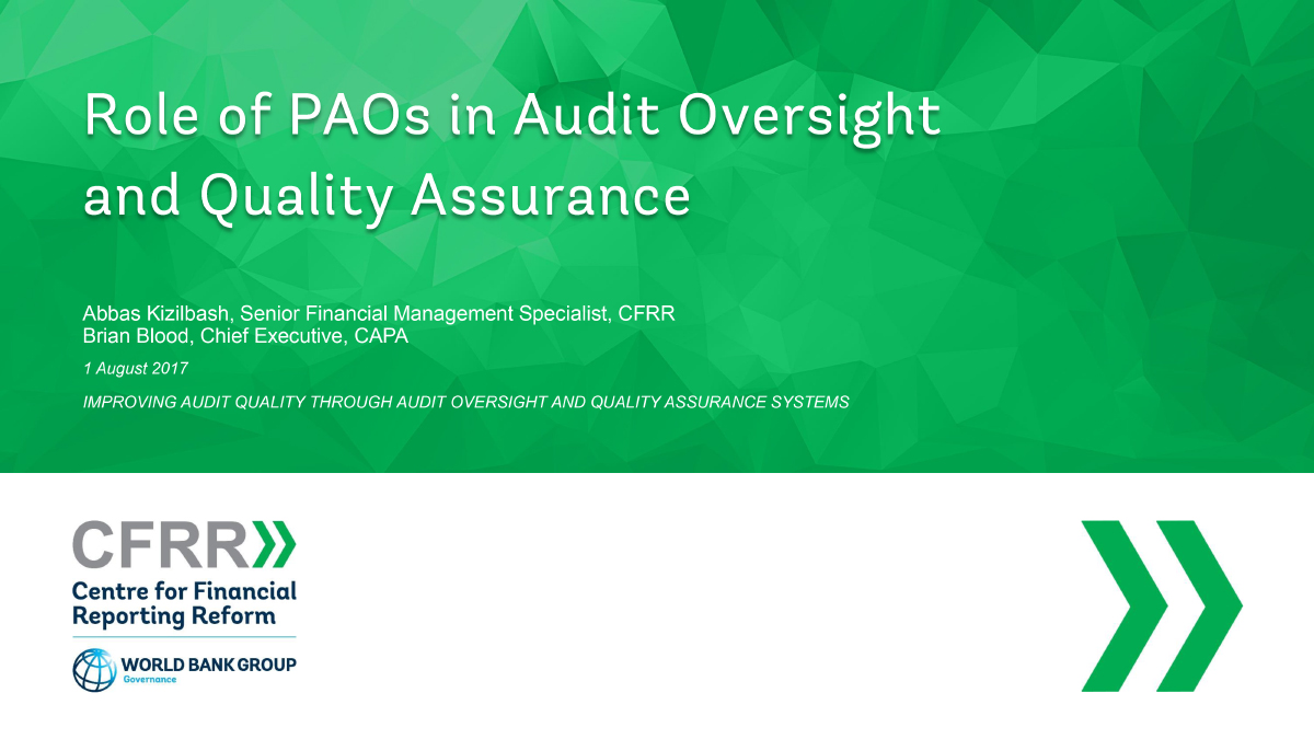 Role of PAOs in audit oversight and quality assurance