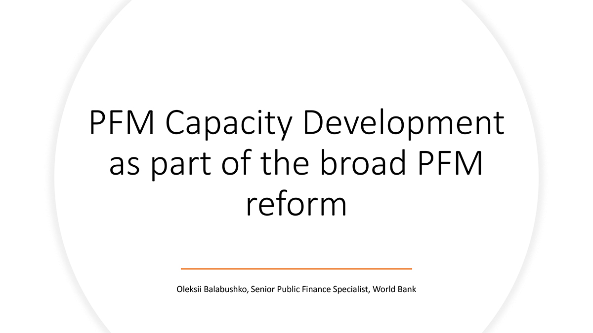 PFM Capacity Development as part of the broad PFM reform
