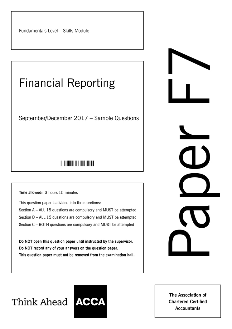 ACCA Financial Reporting: September/December 2017 – Sample Questions