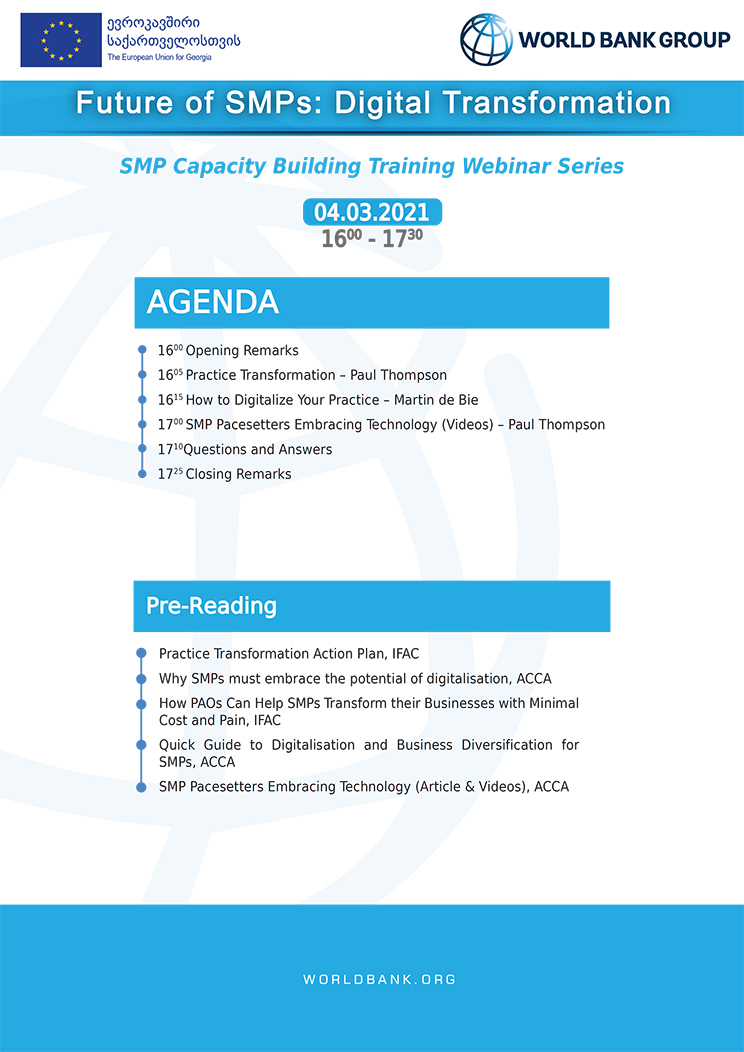 "SMP Capacity Building Training Webinar Series Module 2 - Future of SMPs: Digital Transformation" Agenda
