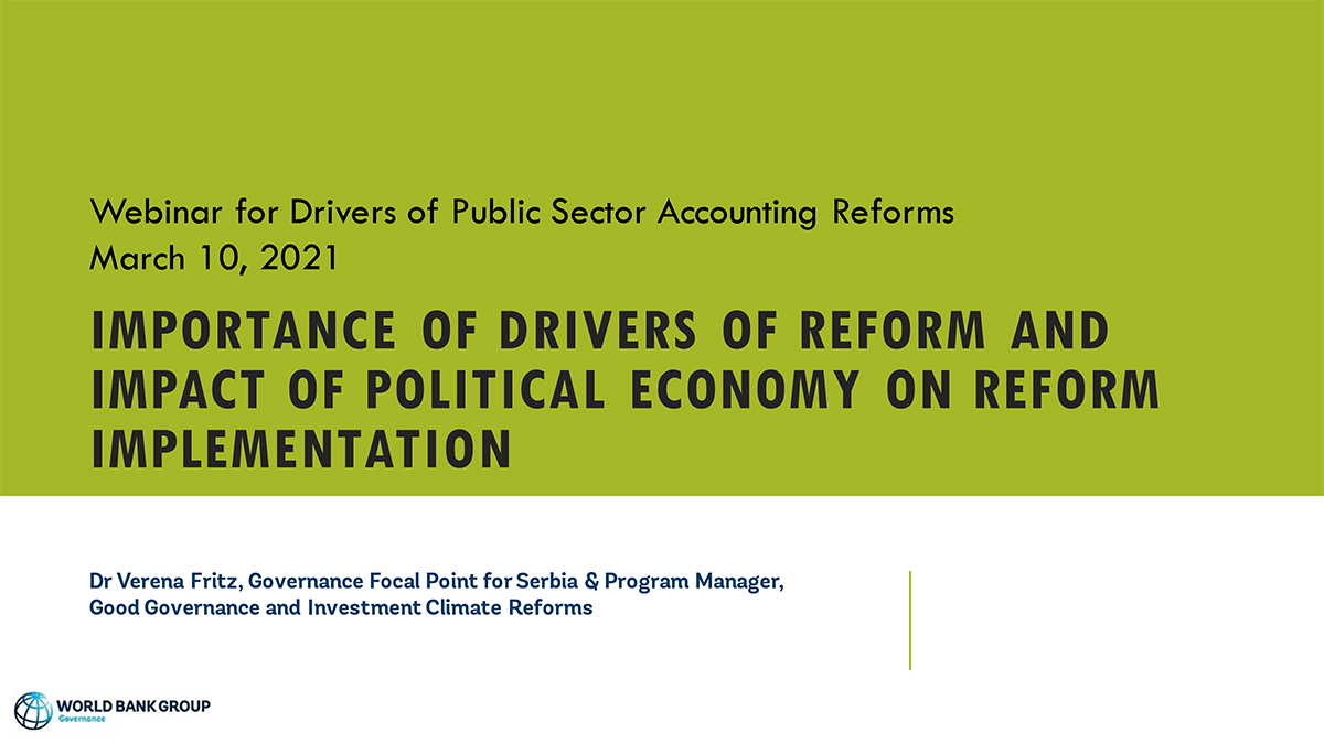 Importance of drivers of reform and impact of political economy on reform implementation