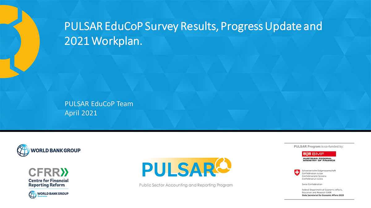 PULSAR EduCoP Survey Results, Progress Update and 2021 Workplan