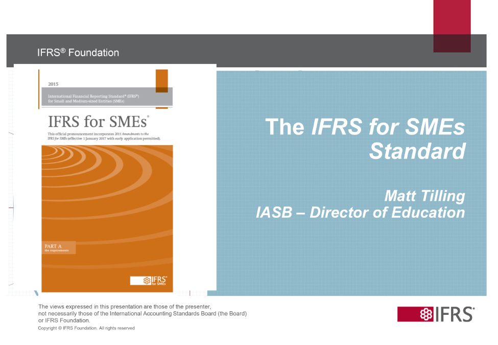 The IFRS for SMEs Standard by Matt Tilling