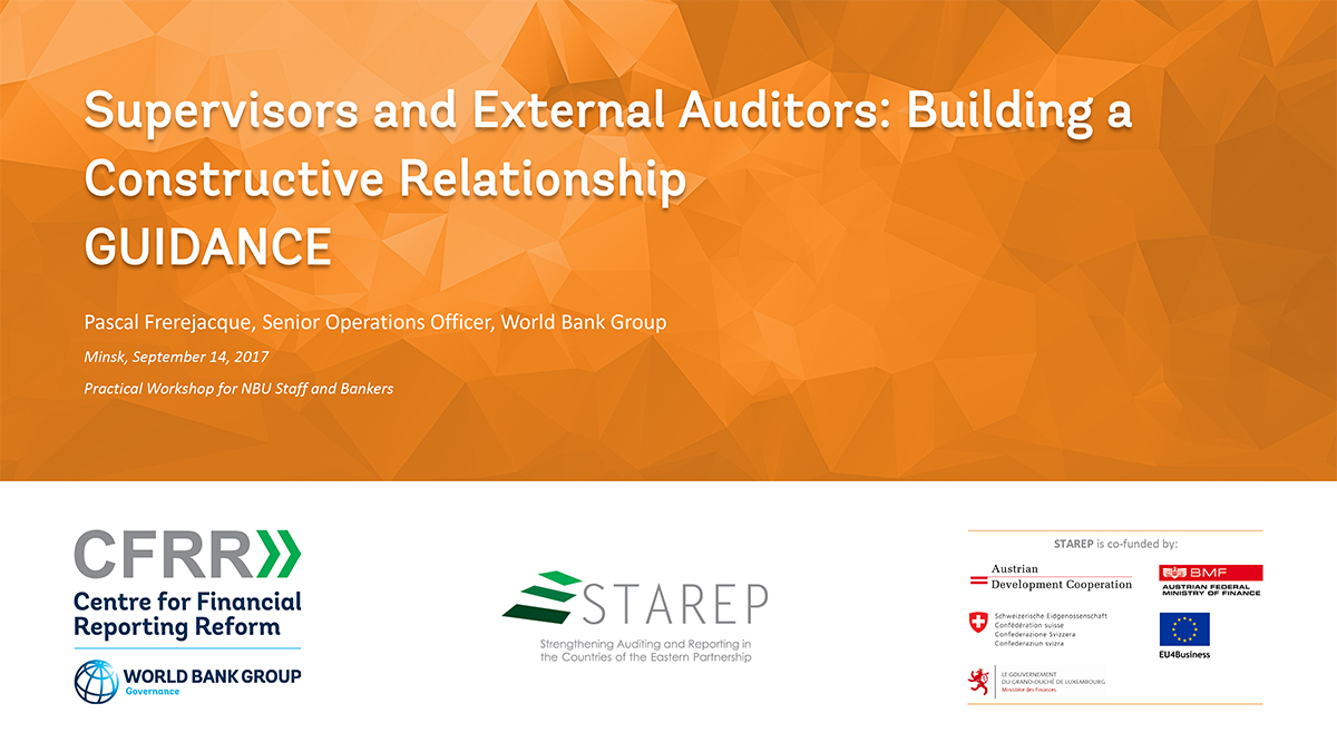 Supervisors and External Auditors: Building a Constructive Relationship: GUIDANCE