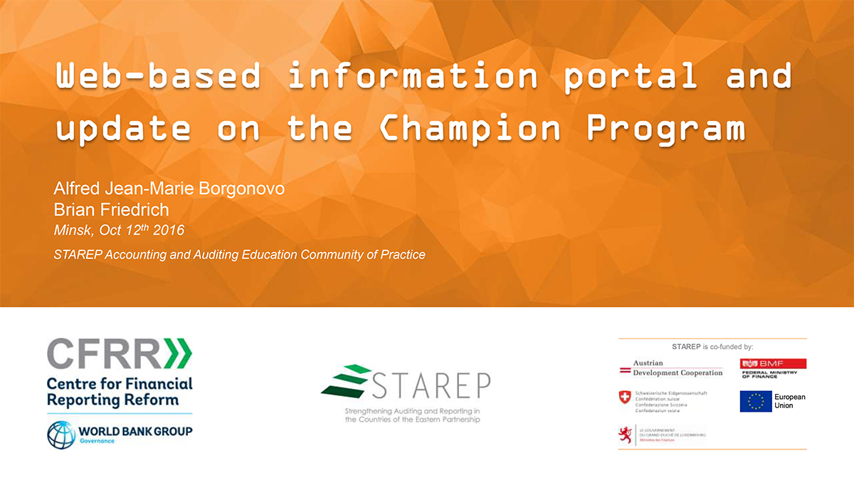 Web-based information portal and update on the Champion Program
