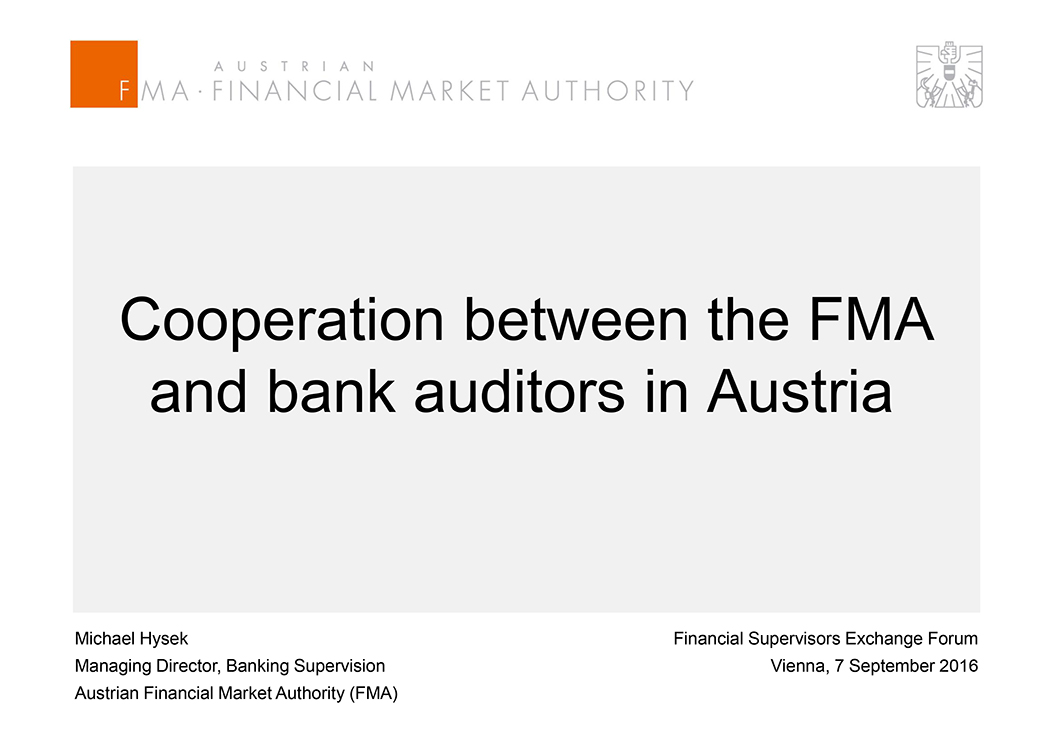 Cooperation between the FMA and bank auditors in Austria