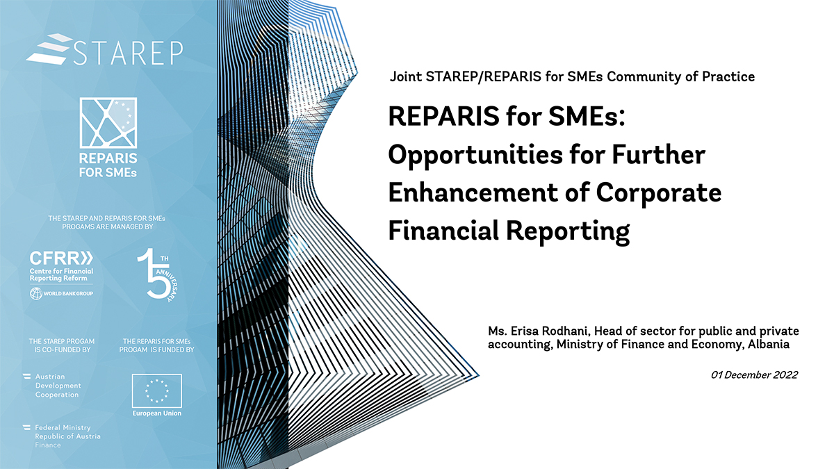 REPARIS for SMEs: Opportunities for Further Enhancement of Corporate Financial Reporting - Albania
