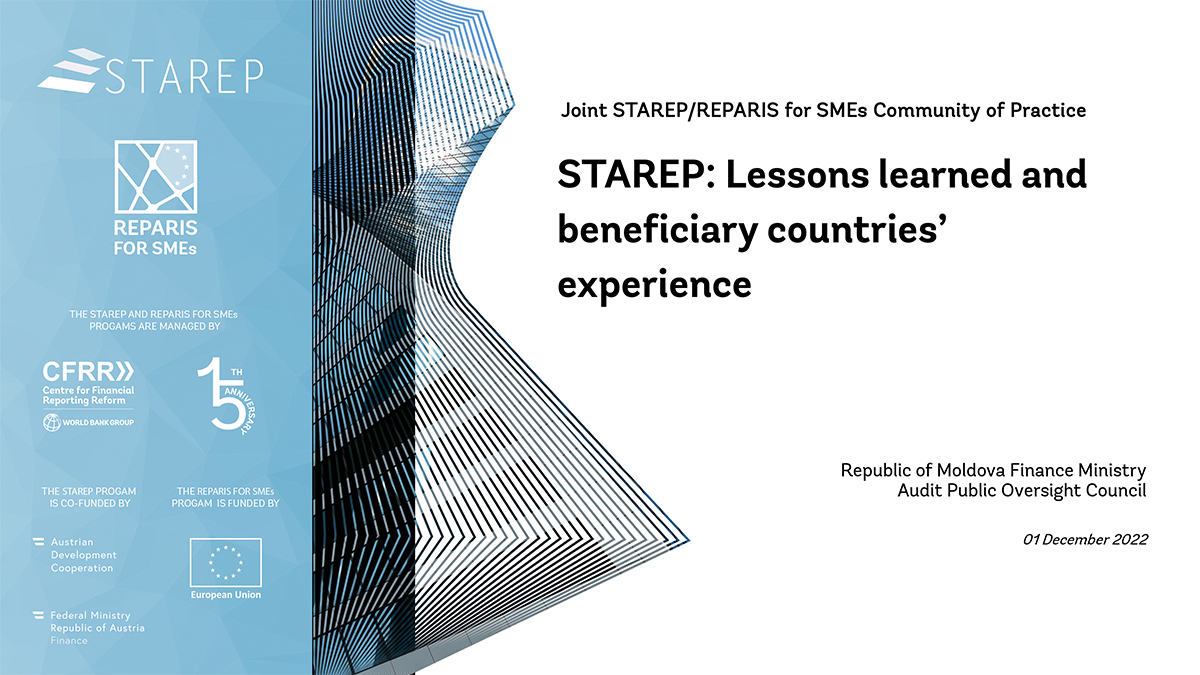 STAREP: Lessons Learned and Beneficiary Countries’ Experience - Moldova