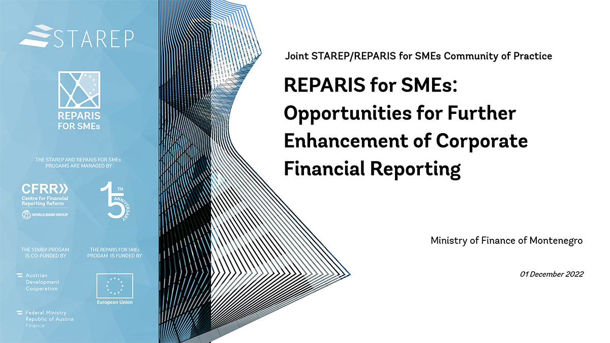 REPARIS for SMEs: Opportunities for Further Enhancement of Corporate Financial Reporting - Montenegro