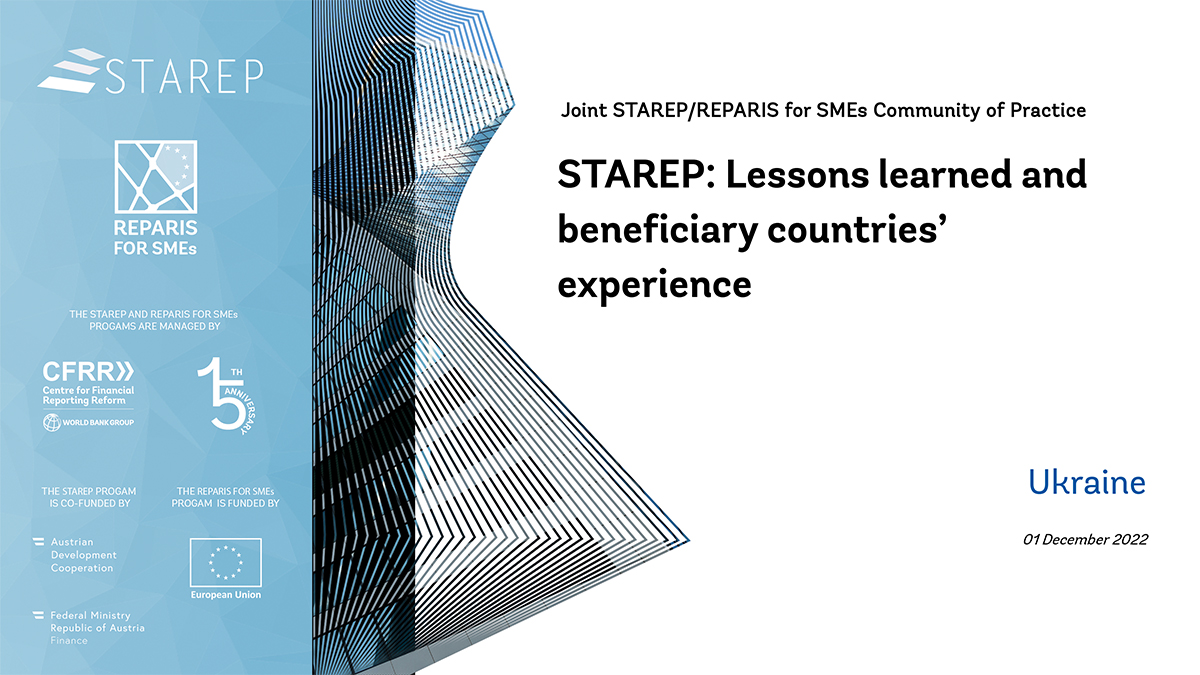 STAREP: Lessons Learned and Beneficiary Countries’ Experience - Ukraine