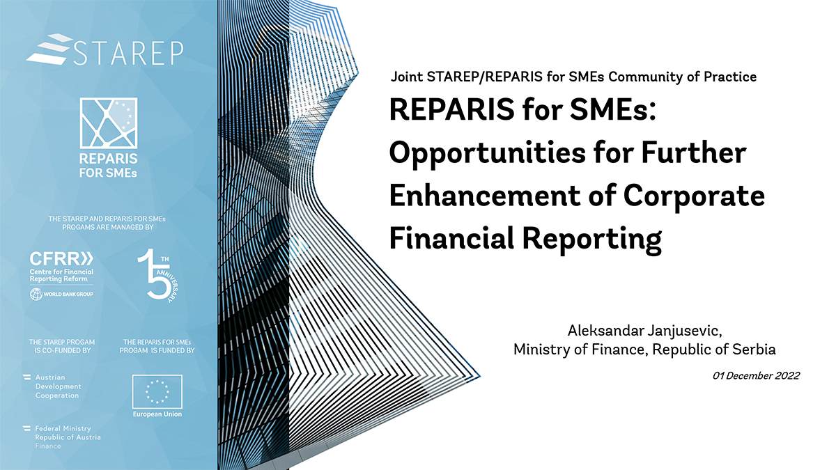 REPARIS for SMEs: Opportunities for Further Enhancement of Corporate Financial Reporting - Serbia 