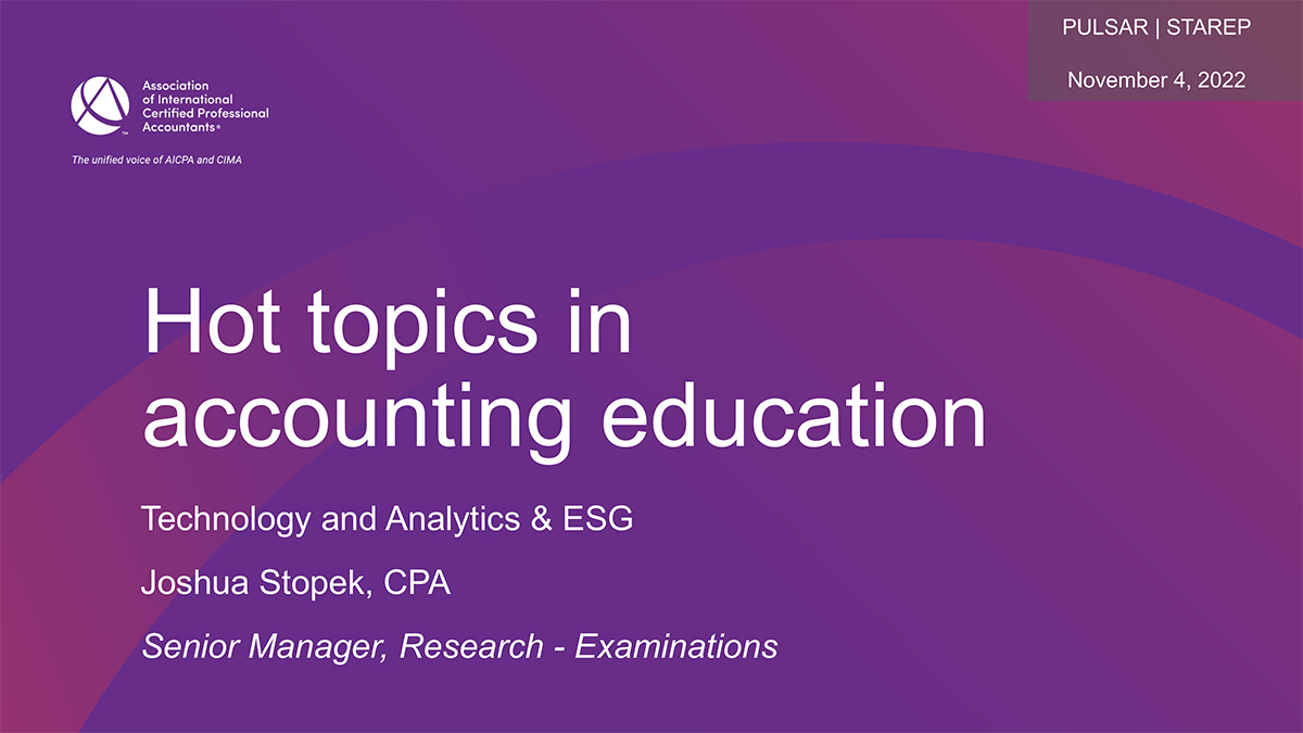 Hot topics in accounting education: Technology and Analytics and ESG