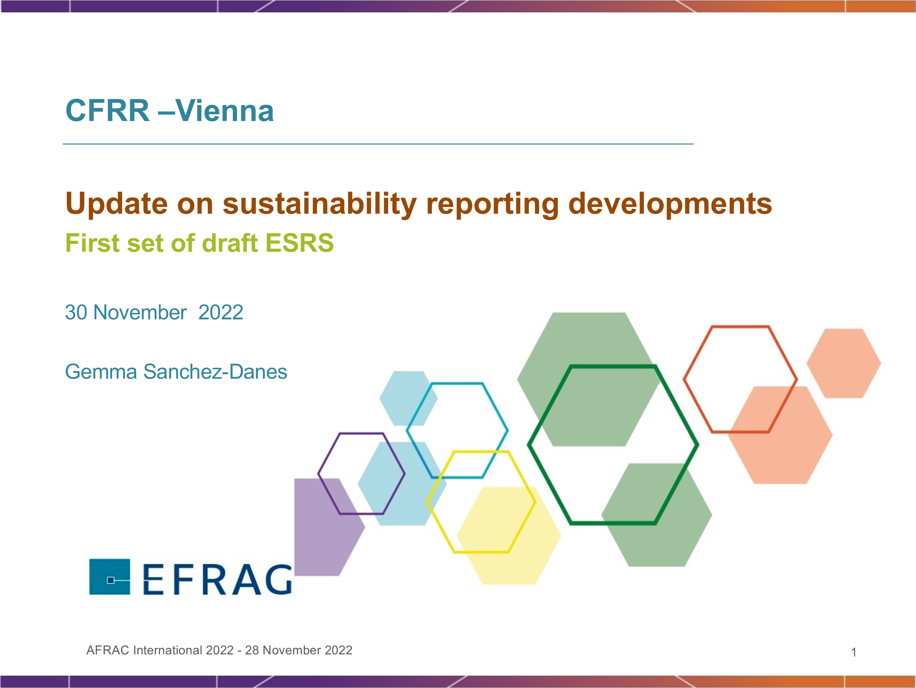 Update on sustainability reporting developments 