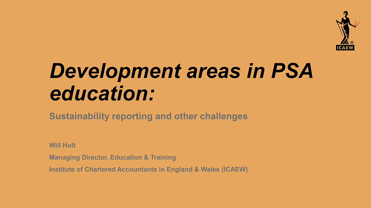 Development areas in PSA education: Sustainability reporting and other challenges