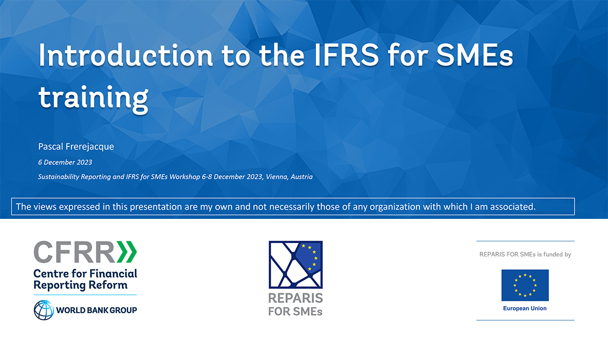 Introductory Session to the TOT on IFRS for SMEs