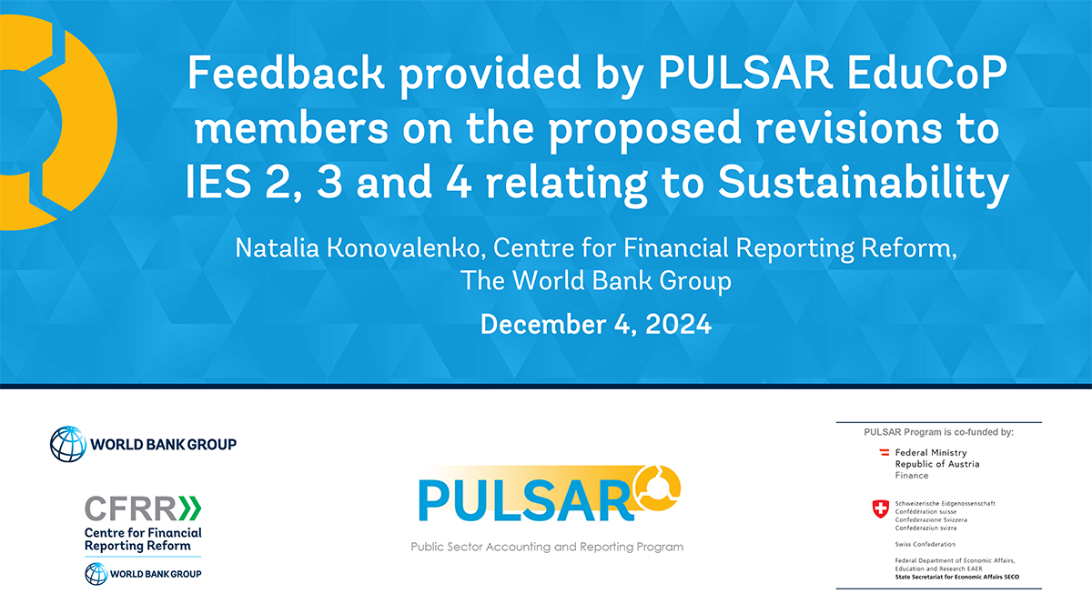 Feedback provided by PULSAR EduCoPmembers on the proposed revisions to IES 2, 3 and 4 relating to Sustainability