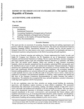 Accounting and Auditing Report on the Observance of Standards and Codes in Estonia cover