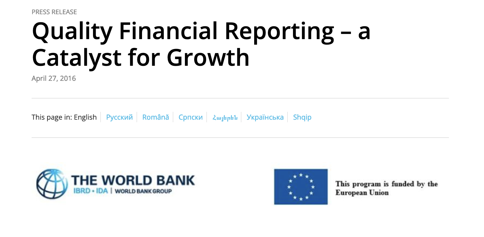 Quality Financial Reporting – a Catalyst for Growth