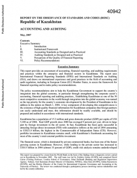Kazakhstan Accounting and Auditing Report on the Observance of Standards and Codes cover