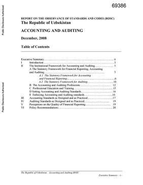 Uzbekistan Accounting and Auditing Report on the Observance of Standards and Codes cover